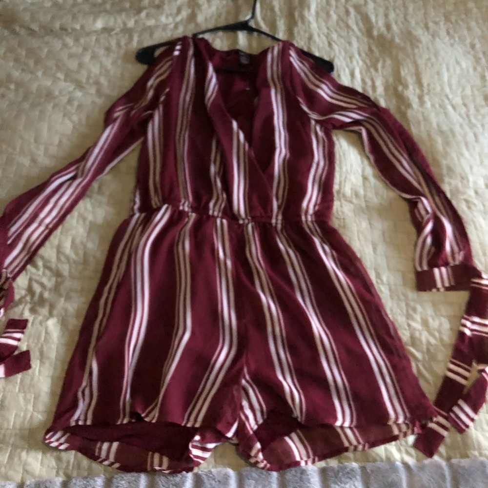 Burgundy Long Sleeve Romper